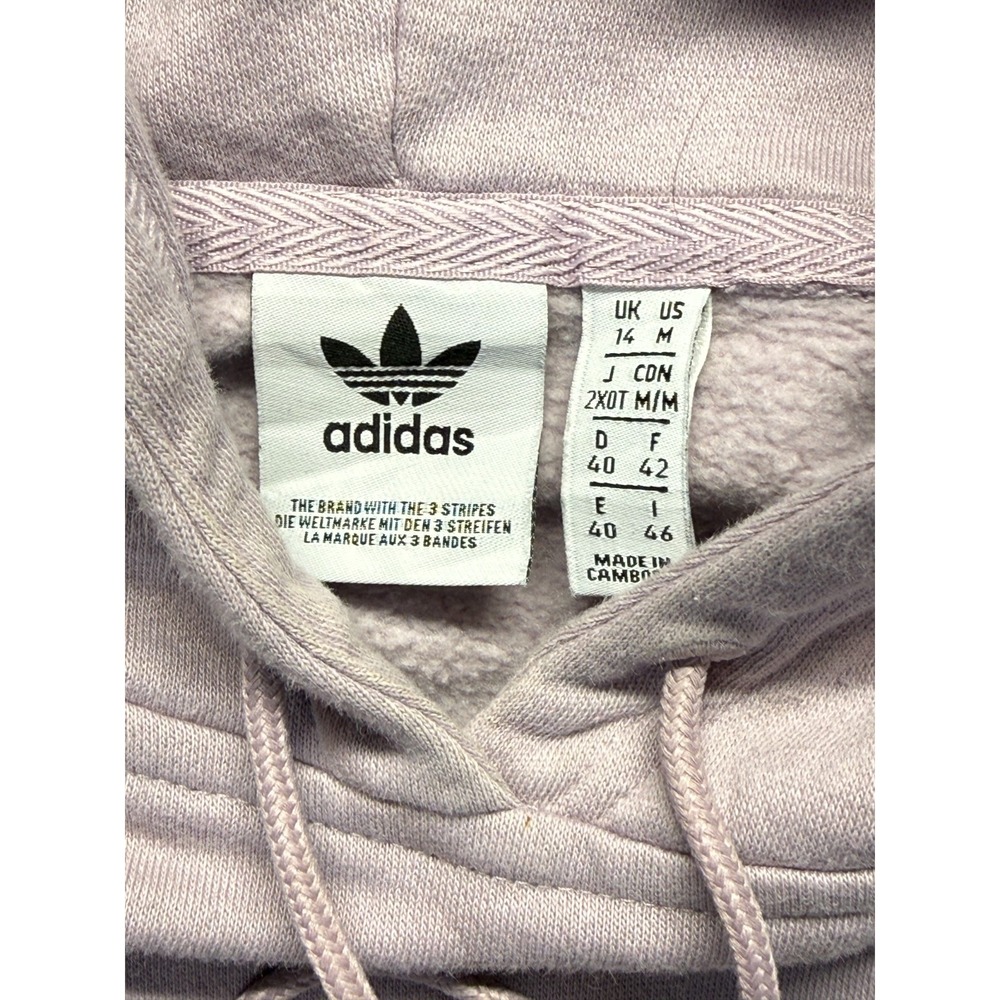Adidas Cropped Hoodie Womens Medium Lilac Purple Multi Fleece Lined Athleisure - Picture 5 of 9